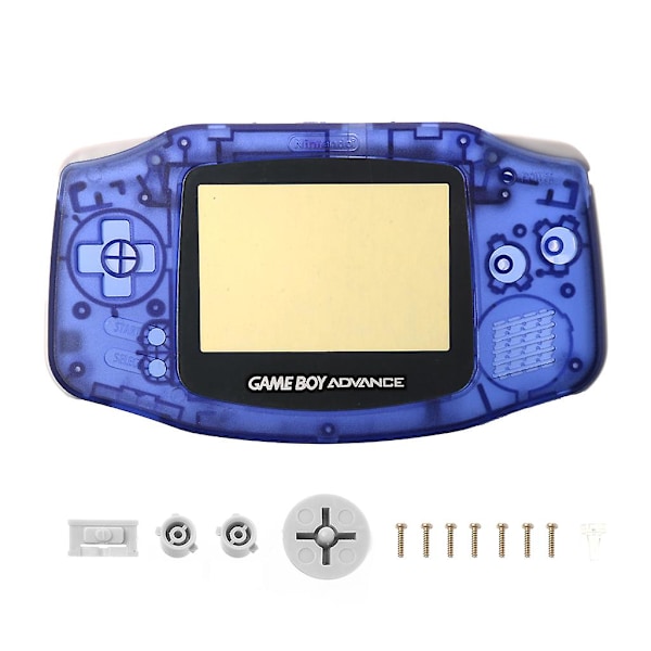 Transparent Full Set för Case Cover Frame Reparation Parts Kit för GameBoy Advance f  (FMY) transparent blue