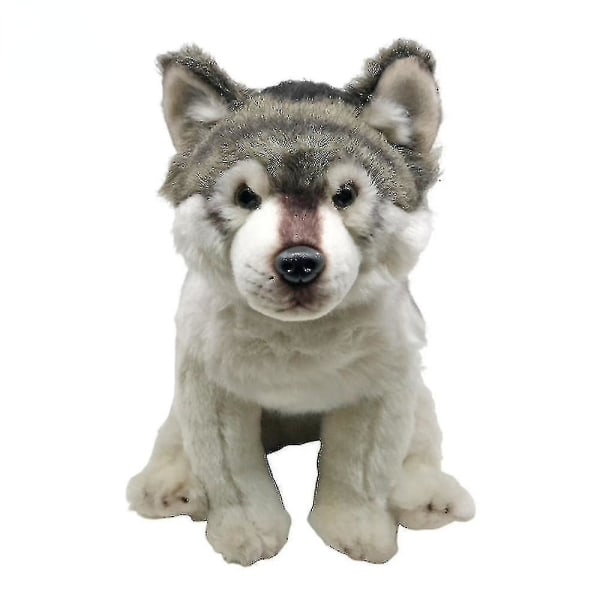 27 cm Realistinen Grey Wolf Husky Dog Pehmolelu. (FMY)