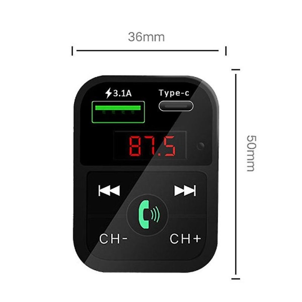 Langaton digitaalinen led-autosarja Bluetooth 5.0 Fm-lähetin Mp3-soitin USB -portti Type-c-porttilaturisovitin (FMY)