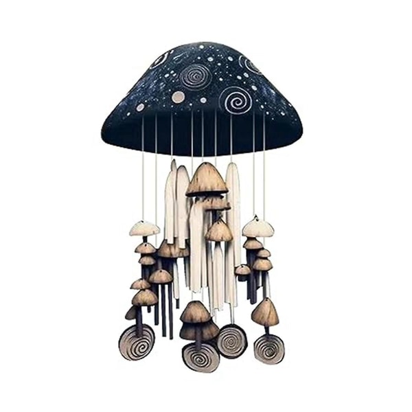 Mushroom Wind Chimes, håndlaget kunst Wind Chimes utendørs Unik, harpiks håndmalt dekorativ mushro (FMY)