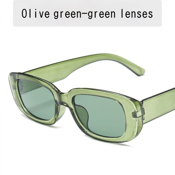 Europeisk och amerikansk trend Solglasögon med små bågar Kvinnor fyrkantiga solglasögon Olivgrön Färgglada Ins Street Shooting Glasögon (FMY)