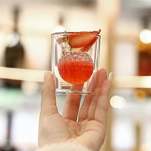 2 stk. Golfbold Glaskopper - Isoleret Dobbeltvægget Shotsglas med Sjove Designs - Perfekt til Juice, Mælk, Te & Mere, Alsidigt Drikkelse (FMY) 2 Pcs Set