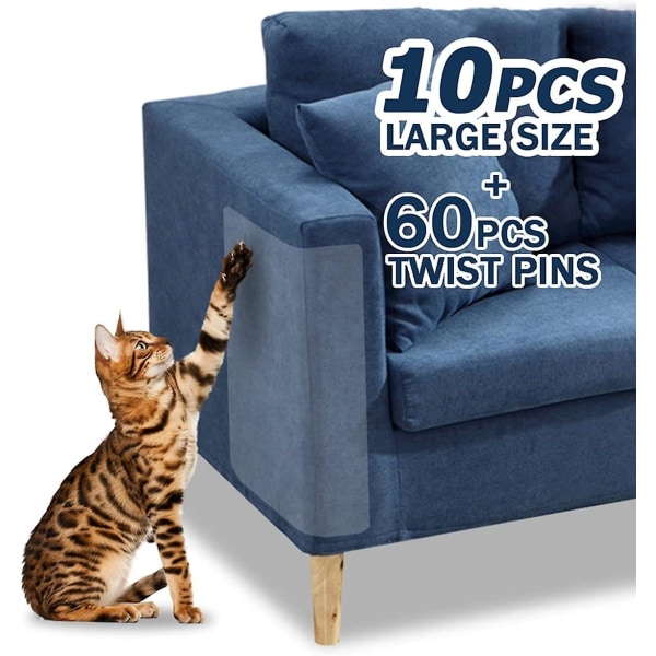 10 stk. Møbelbeskyttere fra katte, klar selvklæbende katteridseafskrækkende, sofabeskytter katteafvisende middel til møbler (FMY)