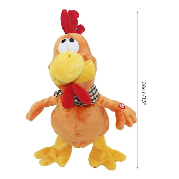 15 Tommer Musikk Squawking Chicken Leke Syngende Viftende Hane Elektronisk Interaktiv Plysj Leke Elektrisk Utstoppede Dyr Leke (FMY)