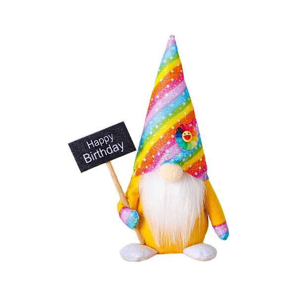 Födelsedagstomtegåvor Grattis på födelsedagen Dekorationer Regnbåge Handgjord Plysch Fest Hem Tomtar Elf Dekor  (FMY) Multicolor Boy