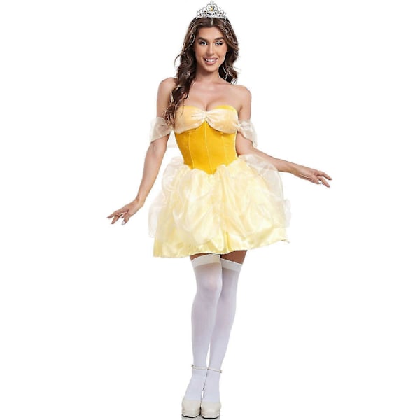 Halloween-kostymer 2024 S-XL Sexy Snövit Halloween-kostym COS Semesterfest Skönheten och Odjuret Belle Prinsessklänning  (FMY) yellow S