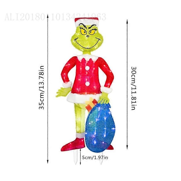 Julemanden Grinch KOMMER Belysning Juleudendørs Have Dekoration LED Belysning (FMY) A