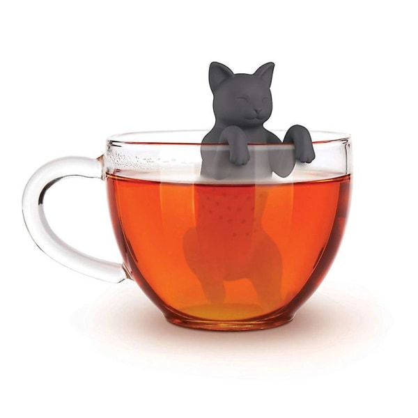 Te Infuser, förpackning med 2 silikon tesil Te Infuser Tea Ball Tea Filter (katt) (FMY)
