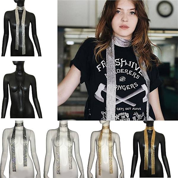 Strandbadkläder Fest Paljetter Halsband Sjal Handväska Choker Enfärgad  (FMY) Black