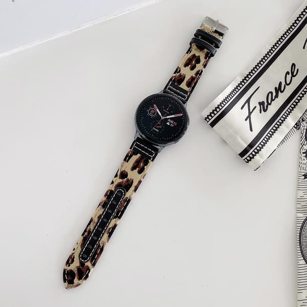 20mm Denim Läderklockarmband  (FMY) Black Leopard
