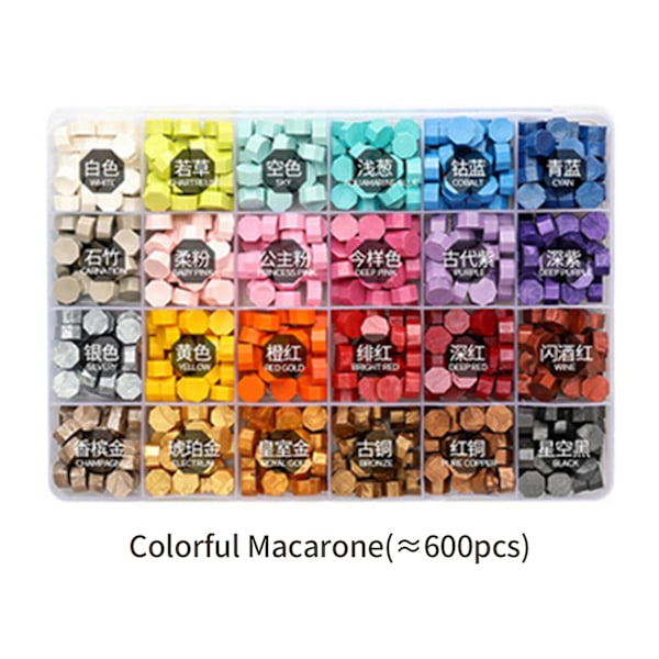 600 Stykker Lakkstempler Perler Fargerike Lakkstempler Perler med Oppbevaringsboks for Lakkstempling Stempling Kort Konvolutter Brev Bryllupsinvitasjoner Pakke  (FMY) Colorful Macarone About 600pcs