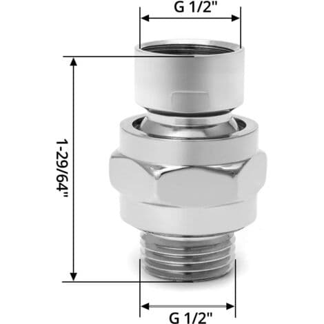 Brusearmsforbinder, Bruseadapter Justerbar Messing Kugleled G1/2 Krom (FMY)