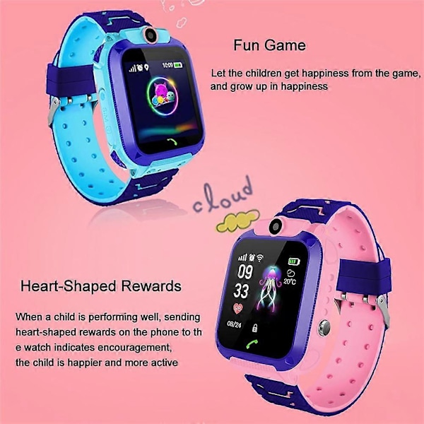 Smartklokke med 4G SIM-kort for barn, 4G Smartwatch WIFI Tracker, stemmechat, videosamtale, monitor, gutter, barn, smartklokke (FMY) Bule