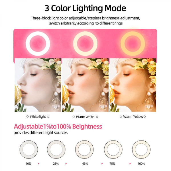 10 tommers fylllyssett Rgb-lysstativ Selfie-ringlys Led syv farger skjønnhetsfyllingslys (FMY)