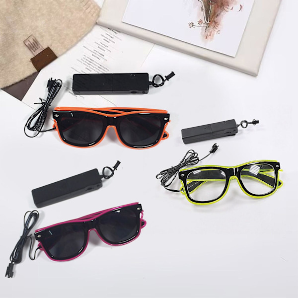 Festglasögon med LED-belysning, Unisex, Tråd, Neon, Glow-in-the-Dark, Lätt, Fotorekvisita, Hip Hop, Barn (FMY) Orange