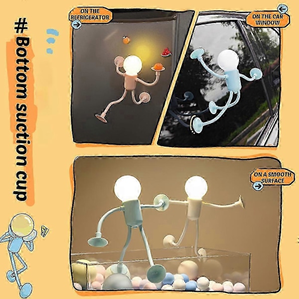 Skiftende-Form Sjov Sportsmand-Natlys Tegneserie DIY Sød Natlampe Mini Sød Sug Kojelampe til Børn  (FMY) Black