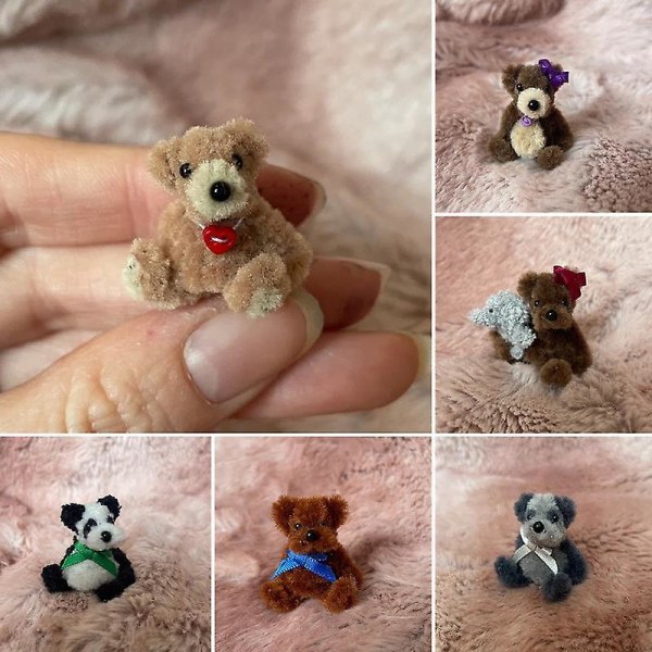 Fylte bamse plysj dukker mini teddybjørn dukker leketøy søt 4cm mobil veske sjarm mini bjørn liten håndverk dukker miniatyr liten gave  (FMY) blue scarf