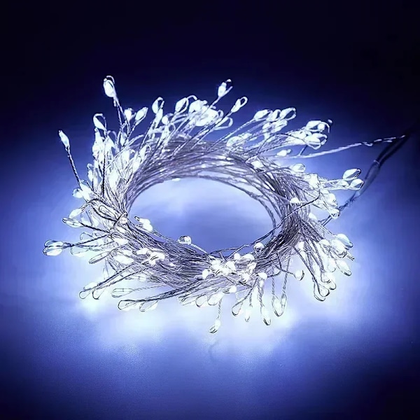 Paristokäyttöiset kuparilanka-valoköynnökset, 100/200 LED-valoa, Fairy Cluster -tähtikynttiläketjut, puutarhan ja joulukoristeluun (FMY) white 3M 100LED