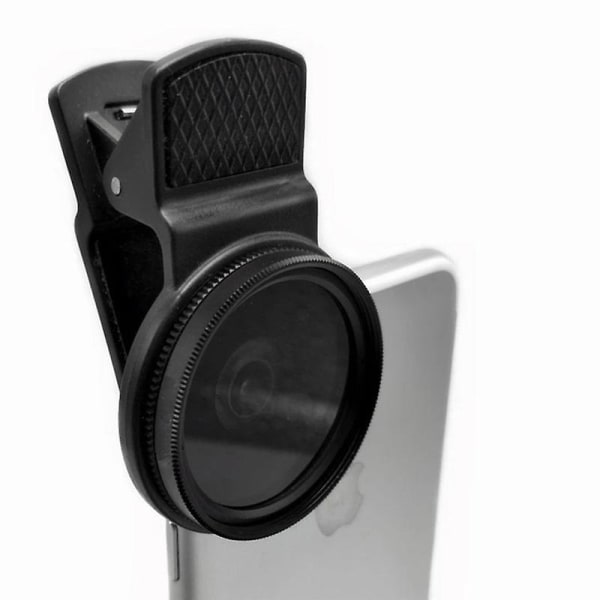 Ultra-tynt Cpl-telefonlinsekamera med clip-on sirkulær polarisator nøytralt tetthetsfilter 37 mm objektivkameraobjektiv (svart) (FMY)