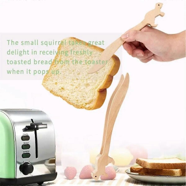 Kaninformet Træ Mad Toast Salat Tænger Rister til Køkken Bacon Sukker Is Te Tænger Te C  (FMY) Wood Color