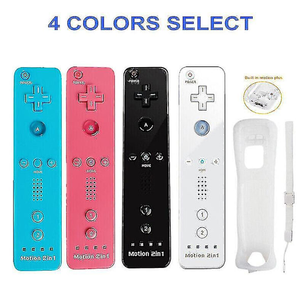 Ny Fjärrkontroll Kompatibel med Wii Wii U + Silikonfodral + Rem [Fri Frakt] (FMY) White