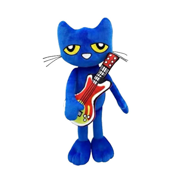 Plushleketøy av katt, Anime-tegneserie Pete Cat Actionfigur, Plushie-pynt, Stoffdyr, Blå kattunge-dukke, Plushleketøy for barn og fans (FMY) A