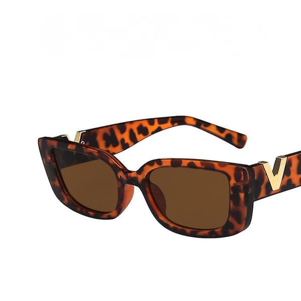 Firkantede rektangulære solbriller, mote-retrobriller, Uv 400-beskyttelse Kjørebriller for kvinner Menn-brun (FMY)