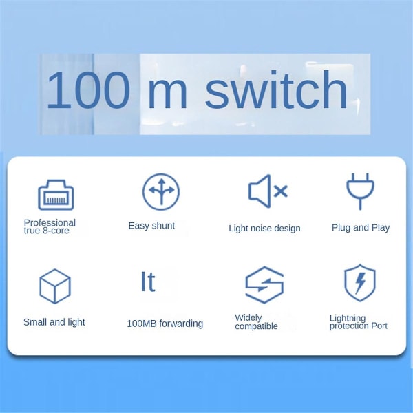 Network Switch Mini 5-ports Ethernet Switch 100mbps High Performance Smart Switcher Rj45 Hub Internett-injektor, Eu Plug (FMY)