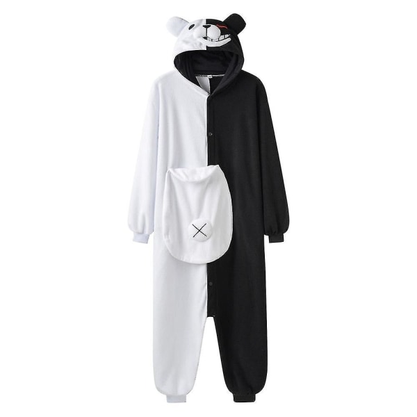 Monokuma Kigurumi-pyjama, aikuisten onesie, karhupuku, mustavalkoinen eläinpyjama, naisten Halloween-juhla-asu, haalari (FMY) L(height 165-173cm)