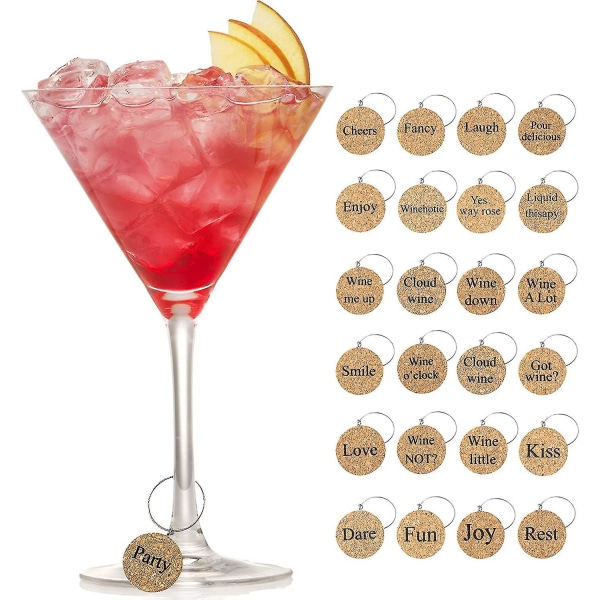24 delar träglasberlocker glasmarkörer dryckesmarkörer (FMY)