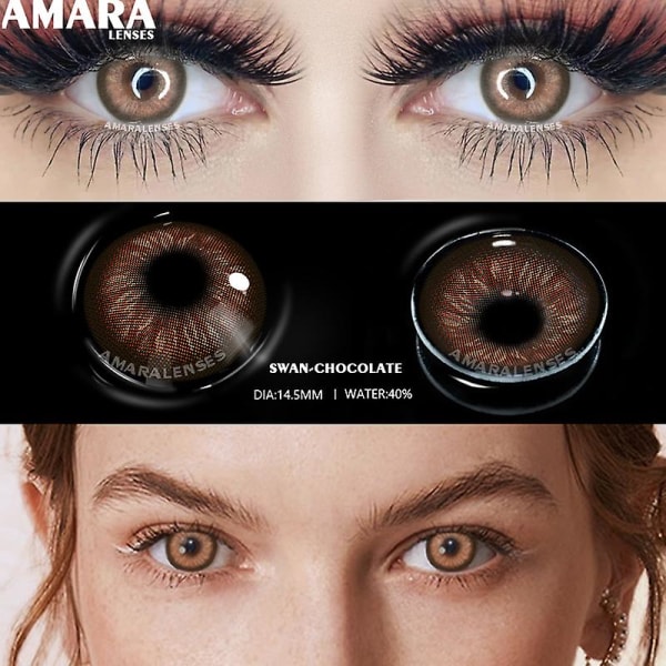 2 stk Fargede kontaktlinser Naturlig utseende Rask levering Grå øyelinser Brune kontaktlinser brune øyne Blå linser (FMY) SWAN-CHOCOLATE