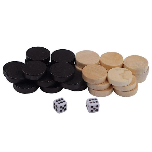 Trebrikker for Backgammon, Sjakkbrikker, 32 stk Trebrikker 1,9 cm/0,7 tommer, Backgammon Sjakkbrikker for Barn Brettspill Læring Camping ind  (FMY)