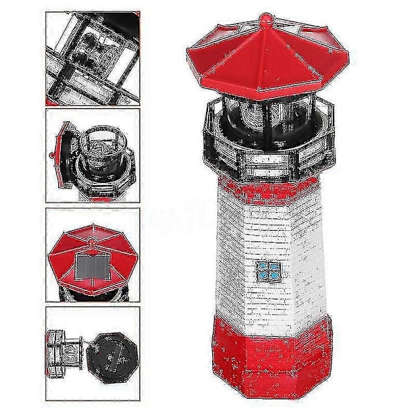 Soldriven Fyr LED Roterande Fyr Trädgårdslampa Gräsmatta Dekorativ Uteplats (FMY) Red