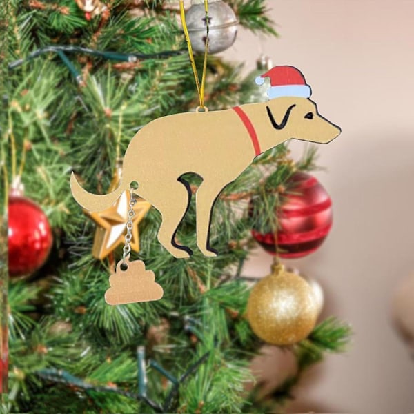 Hundlebajs Julgranspynt Hundlebajs Pynt Trä Hängande Pynt Presenter Jul Semester Bästa Presenten För Hundälskare (FMY)