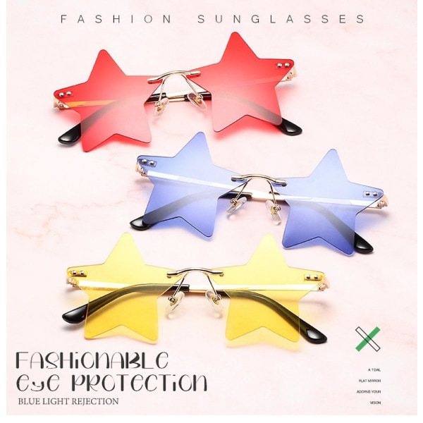 Star Rimless Solbriller Kvinner/menn Unike Pentagram Party Glasses Prom Streetwear (FMY)
