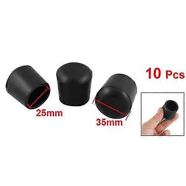 10 stk. kjegleformede 25 mm Dia møbelbord stol gummiføtter pads svart (FMY)