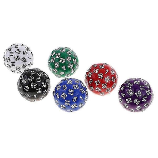 6x 60-sidiga tärningar D60 Polyhedral tärningar för RPG brädspel (FMY)