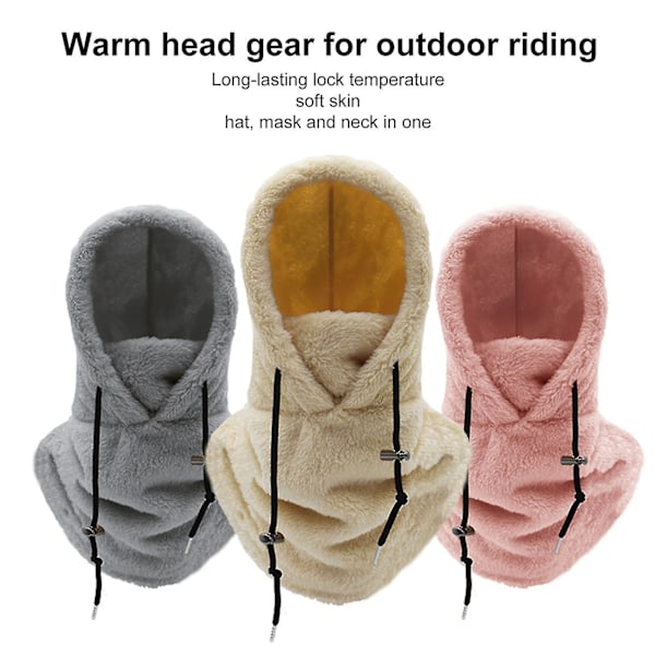 Unisex Vinter Cykelhue Balaclava Snørejusterbar Tyk Blød Plys Vindtæt Varmebevarende Ansigt Øre Halsbeskyttelse Koldt Vejr S  (FMY) Dark Brown