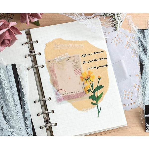 Läpinäkyvät Pitsi Tarrat, Itseliimautuvat Koristeelliset Tarrat Scrapbooking-Koristeluun DIY-Korttien Tekoon (FMY)