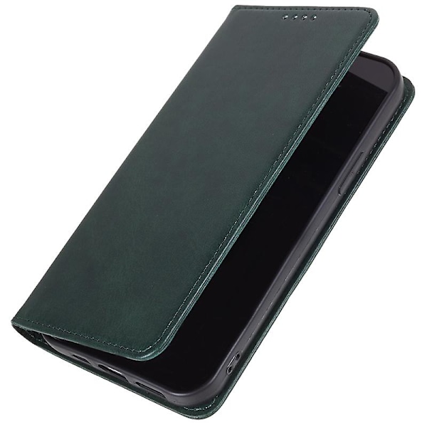 For OnePlus Nord CE4 5G Etui PU Lær Lommebok Deksel Kalveskinn Tekstur Telefonskall med Magnetisk Lås  (FMY) Blackish Green