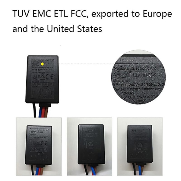Ld-600s Inbyggd 3-vägs finger touch dimmer På/av-brytare Us/eu  (FMY) Black EU2