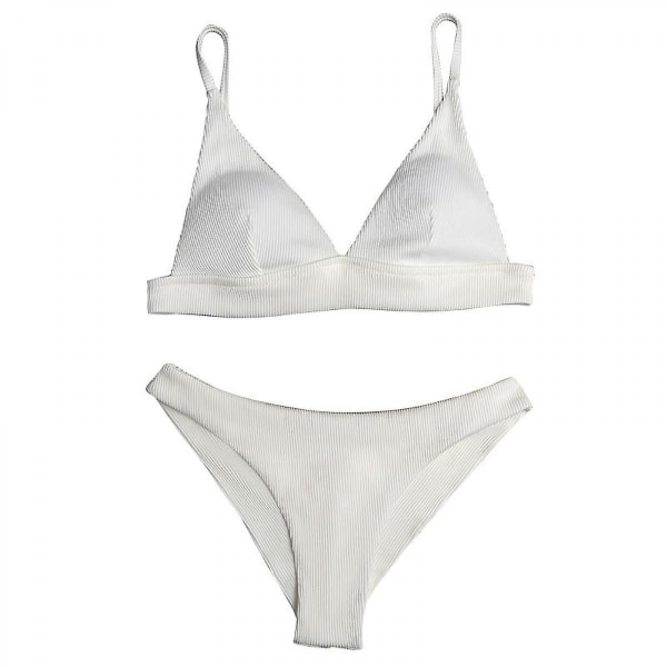 Dame Polstret Scoop Hals 2 Dele Push Up Badetøj Afslørende Thong Bikinis V Bund Style Brasiliansk Bund Bra Sæt xl (FMY)