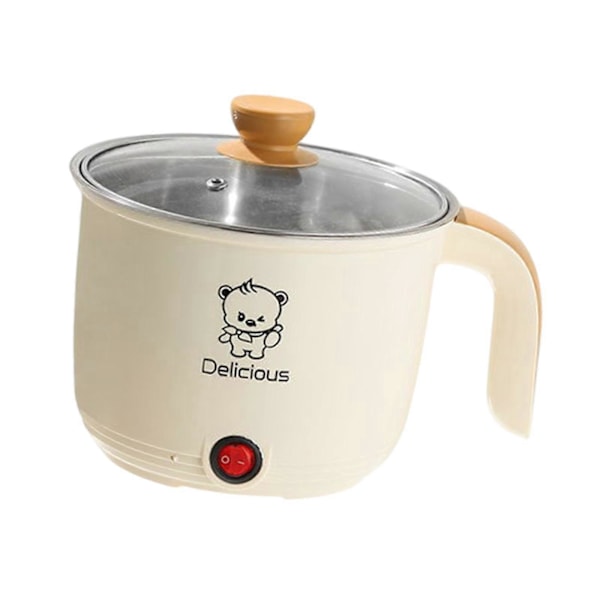 Elektrisk Gryta Hushåll 1.8L Nonstick Elektrisk Stekpanna för Soppa Fritera Pasta (FMY) khaki Single layer