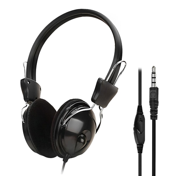 3,5 mm kablet HD-lydhodetelefoner over øret hodesett Bass Hifi Musikk Stereo Mikrofon Øretelefoner Justerbart hodesett for PC Mp3-telefon (FMY) Single plug3.5MM