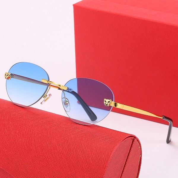 Klassiske solbriller uden indfatninger til kvinder, runde briller uden kanter til mænd Ultra Light Uv400-briller (FMY)