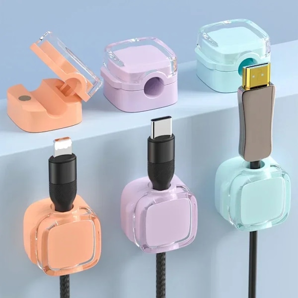 6 stk Magnetiske Kabelorganisering Klips Multifarget Datakabel Kabelarrangør Skrivebord & Veggmonterte Kroker For Telefon Data & Lader (FMY) White 6PCS