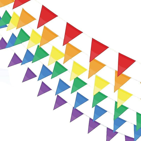 50 m flerfärgad vimpel, tygvimpelkrans, triangelbanner, bannerflagga, utomhusvimpel 100 st (FMY)