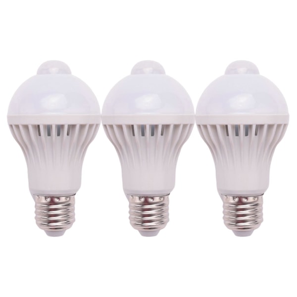 3X E27 LED-lampa med rörelsesensor, LED PIR Rörelsesensorlampa Globlampa, 5W (FMY)