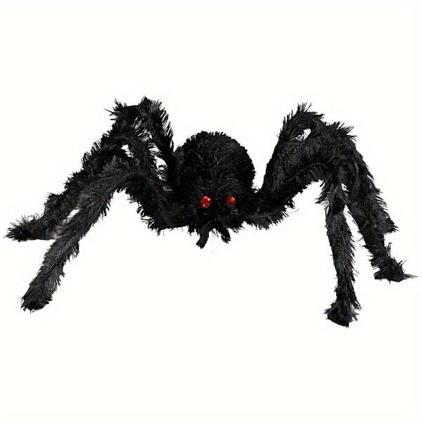 27,5\" Fuzzy Spider med Røde Øjne Halloween Dekoration (FMY) Black