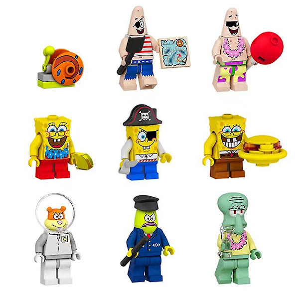 9 stk. SpongeBob SquarePants figurer byggeklodser minifigurer actionfigurer byggeklodser FL1002  (FMY)